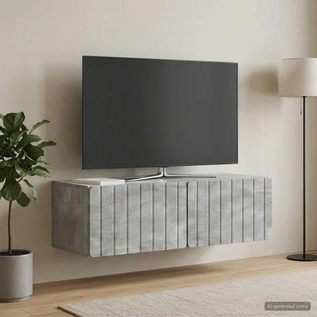 vidaXL Wandbeugel TV-kast 98 x 41 x 30 cm Betongrijs Bewerkt hout