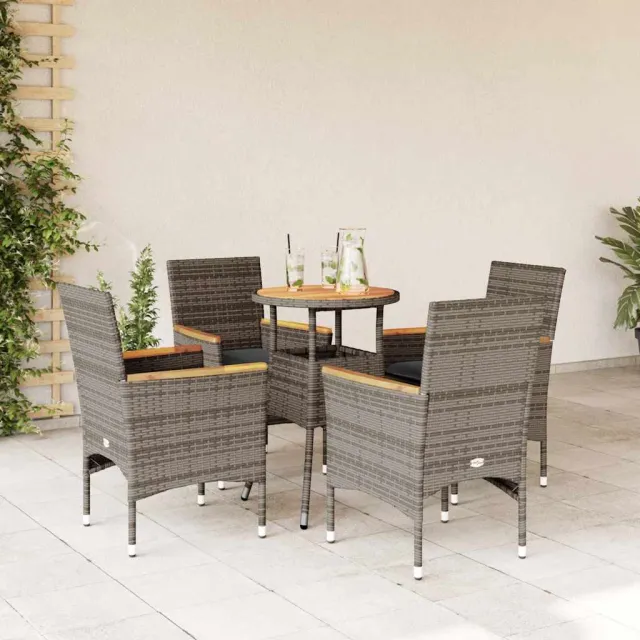 vidaXL 5-delige Loungeset met kussens poly rattan en acaciahout grijs, foto 2