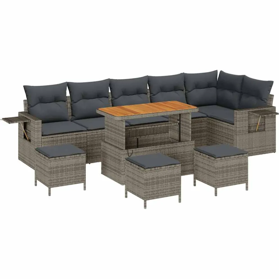 vidaXL Tuinbankenset 12 st Grijs poly rattan