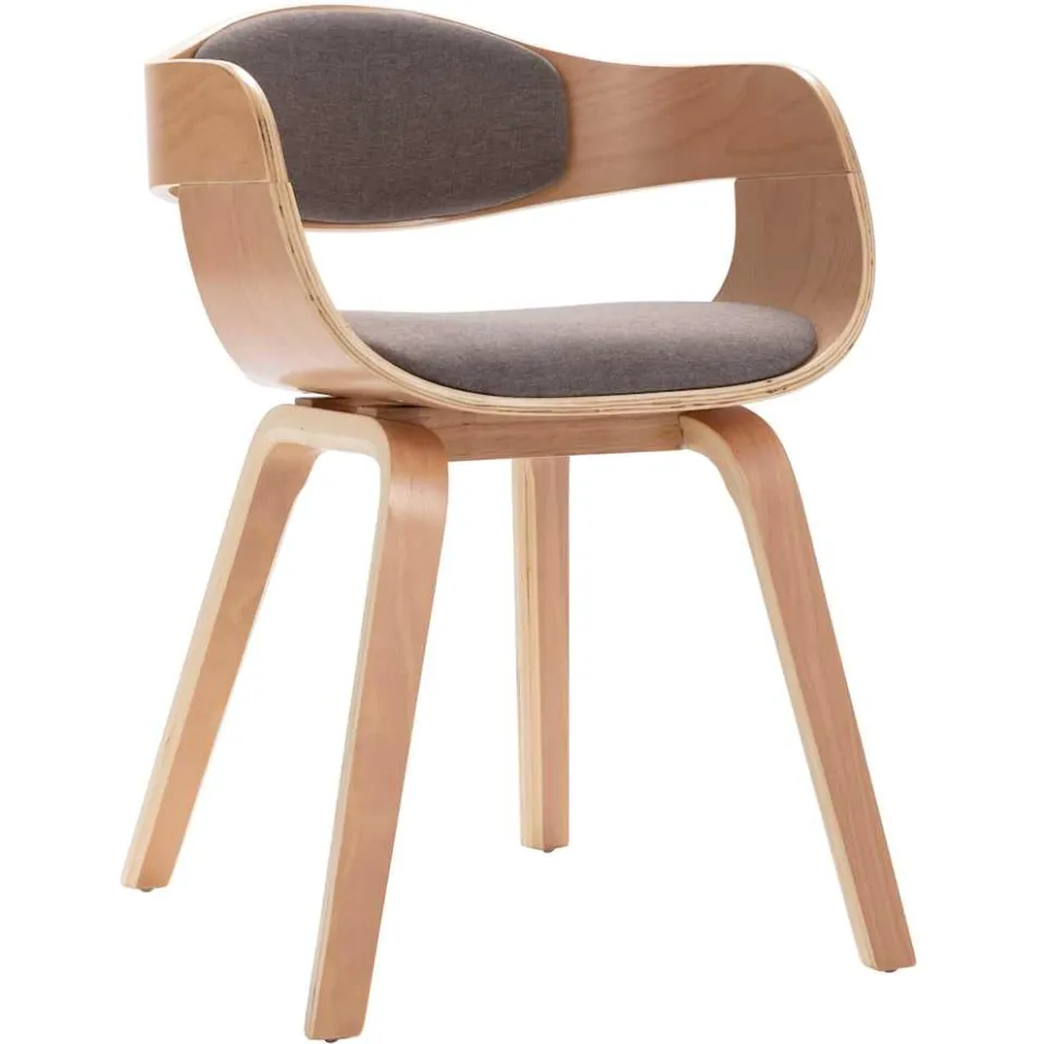 vidaXL Eetkamerstoelen 4 st gebogen hout en stof taupe
