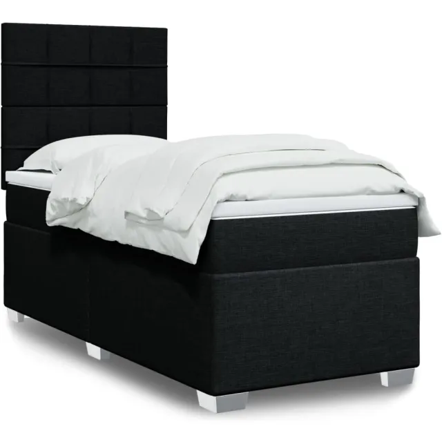 vidaXL Boxspring met matras stof zwart 80x200 cm