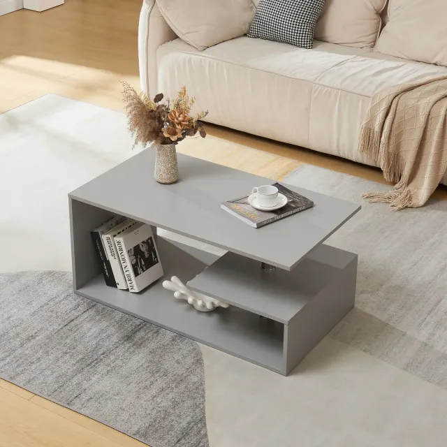 en.casa Salontafel Haarlem rechthoekig lichtgrijs 90x50x41 cm [en.casa]