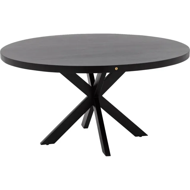 Goossens Eettafel Lecca - 150 x 76 x 150 - mango - zwart - rond mango zwart gelakt