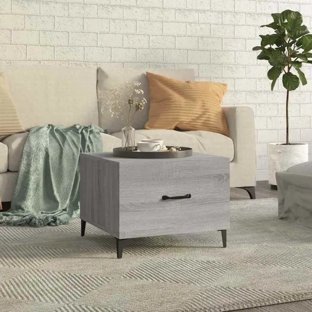 vidaXL Salontafel met metalen poten 50x50x40 cm grijs sonoma eiken, foto 2