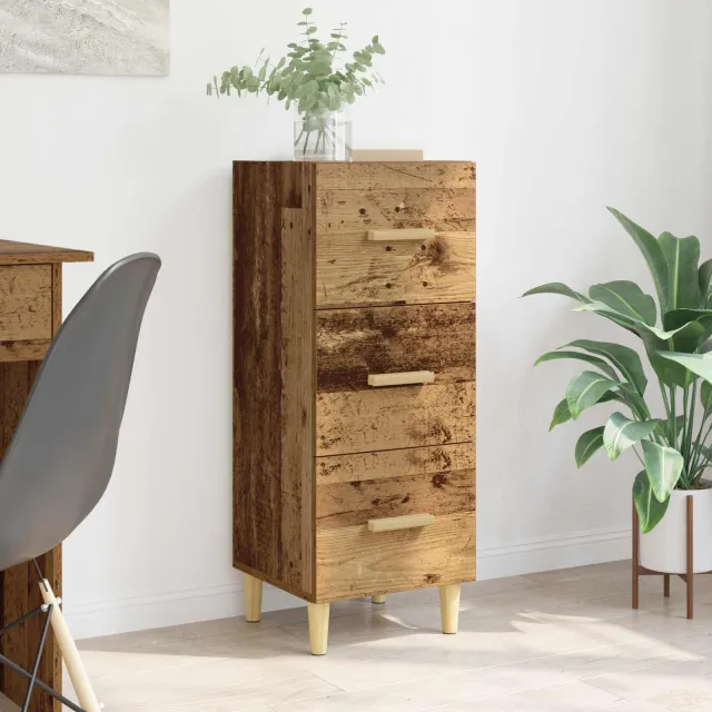 vidaXL Dressoir Oud hout 34.5 x 34 x 90 cm Bewerkt hout bruin, foto 2