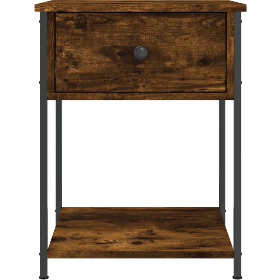 vidaXL Nachtkastje 44x45x58 cm bewerkt hout gerookt eikenkleurig, foto 4