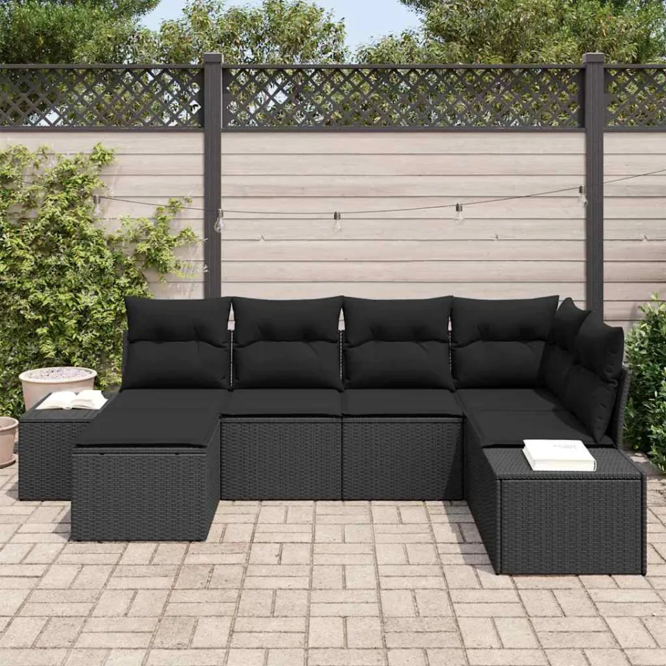 vidaXL Tuin Sofa Set 6 st Zwart poly rattan, foto 3