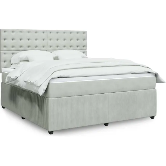 vidaXL Boxspring met matras fluweel lichtgrijs 180x200 cm grijs