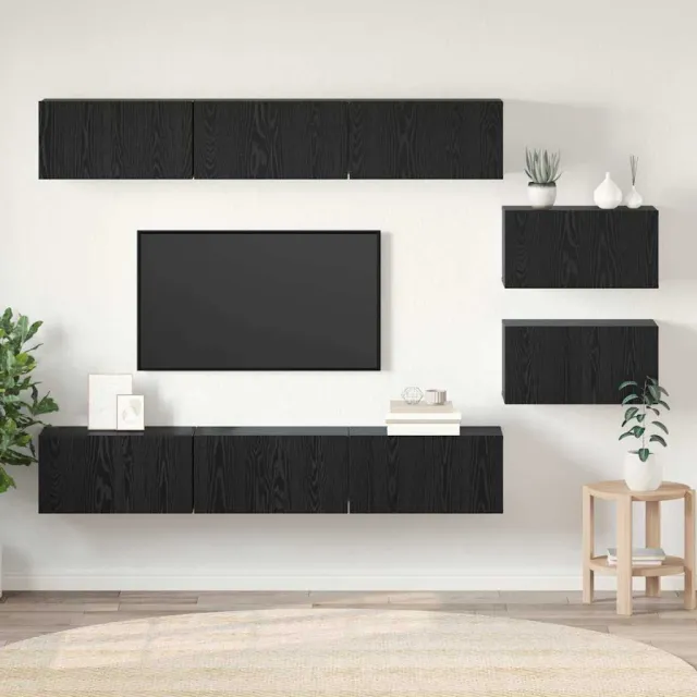 vidaXL Tv-meubelset 8 st Zwart Eiken