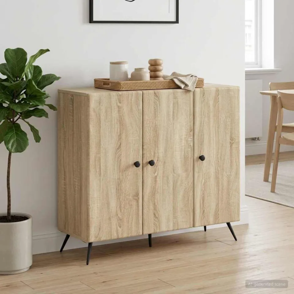 vidaXL Dressoir Sonoma Eiken 89 x 34,5 x 80 cm Bewerkt hout, foto 3
