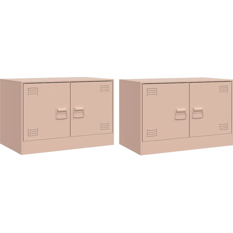 vidaXL Tv-meubelen 2 st 67x39x44 cm staal roze, foto 3