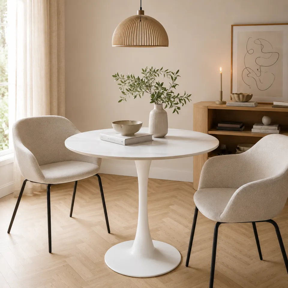 Lisomme Marly ronde eettafel keramiek wit - Ø90x75 cm, foto 2