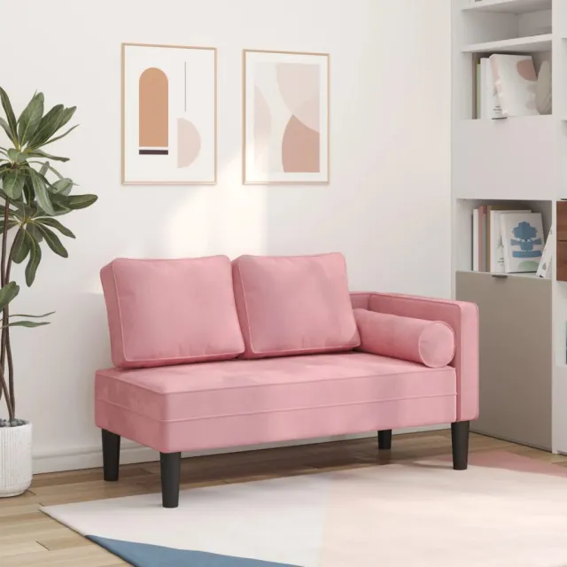 vidaXL Chaise longue met kussens fluweel roze, foto 2