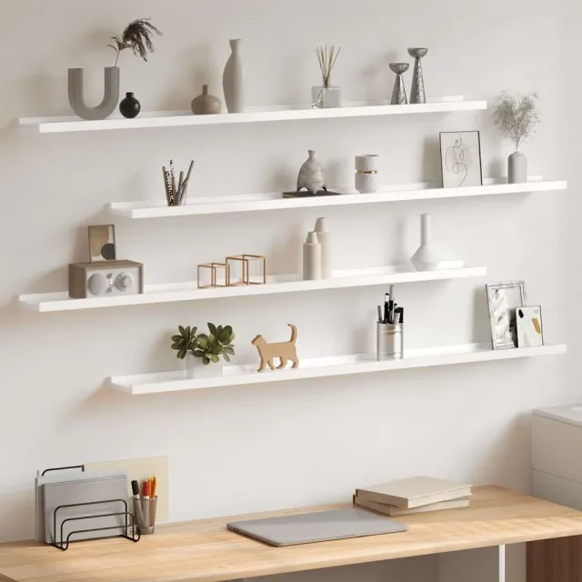 vidaXL Wandschappen 4 st 115x9x3 cm hoogglans wit