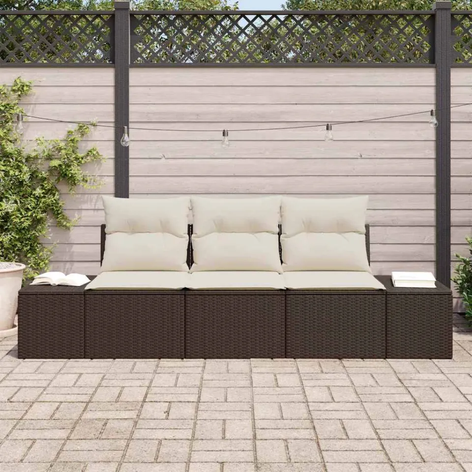 vidaXL Bankstel 3 st Bruin poly rattan, foto 3