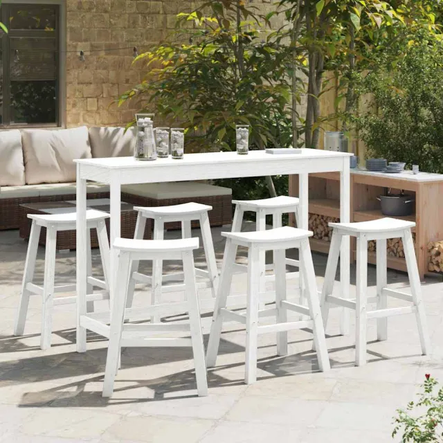 vidaXL Tuin Bar Set 6 st Wit HDPE