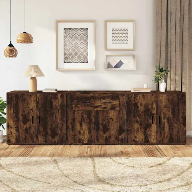 vidaXL Dressoirs 3 st bewerkt hout gerookt eikenkleurig Bruin