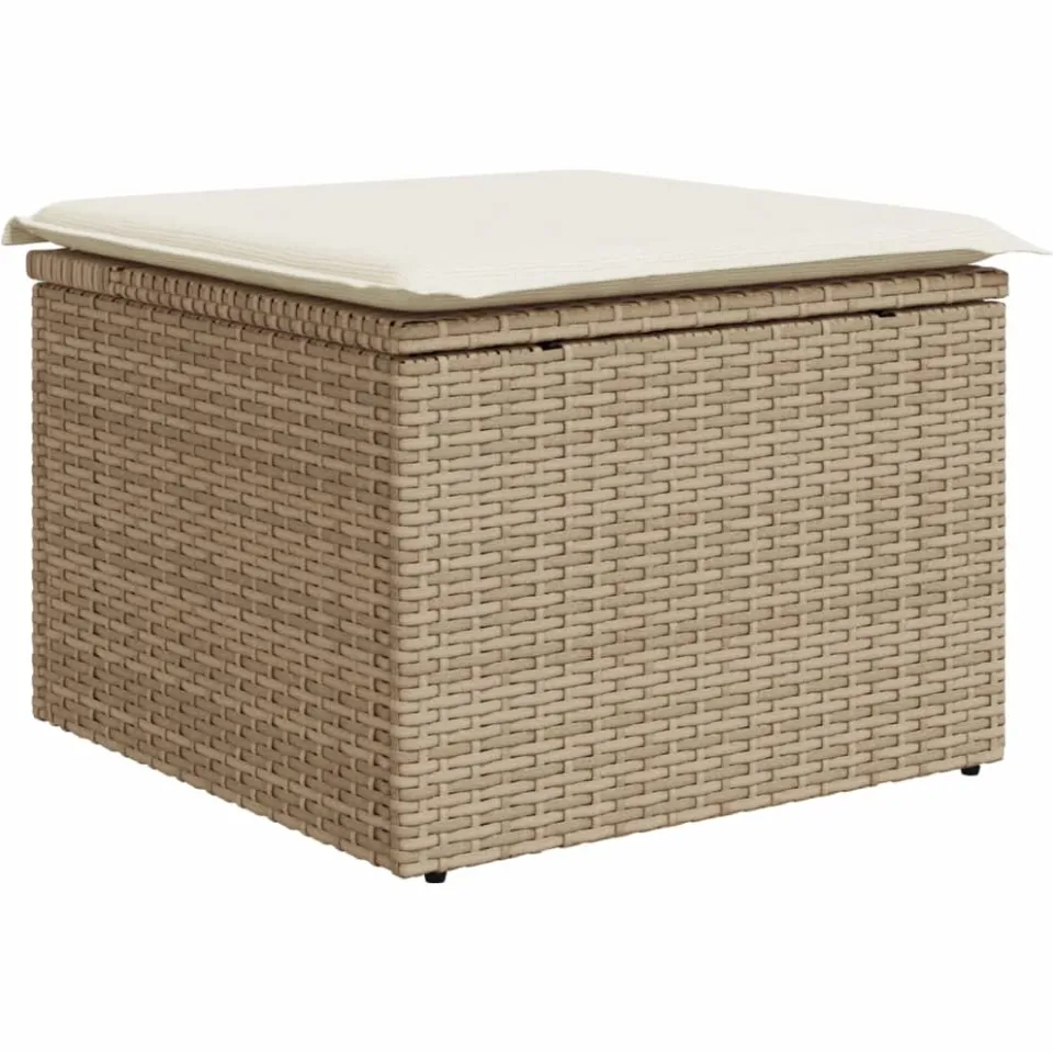 vidaXL 10-delige Loungeset met kussens poly rattan beige, foto 4