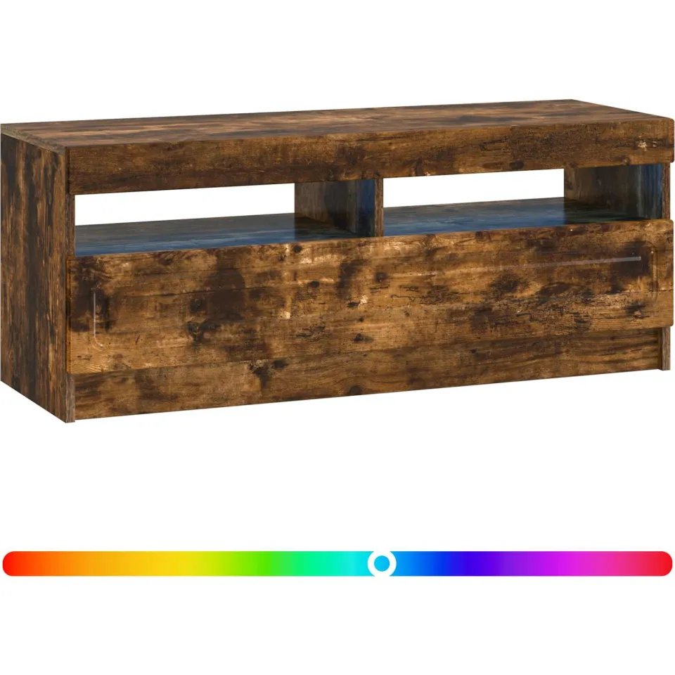 vidaXL LED tv-meubel Gerookt eiken Bewerkt hout, foto 3