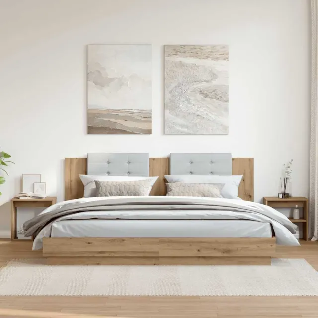 vidaXL Nachtkastjes 2 st 40x30x40 cm bewerkt hout artisanaal eiken, foto 2