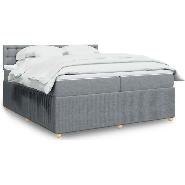 vidaXL Boxspring met matras stof lichtgrijs 200x200 cm grijs