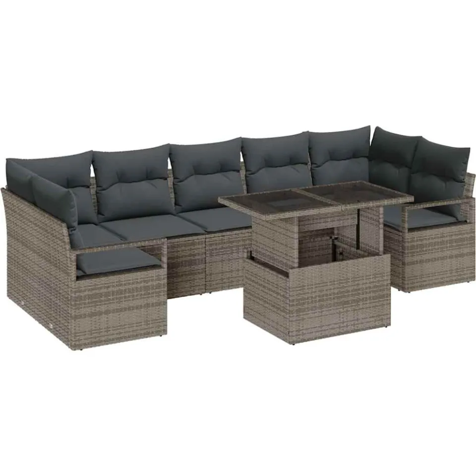 vidaXL Tuin Sofa Set 8 st Grijs Poly riet