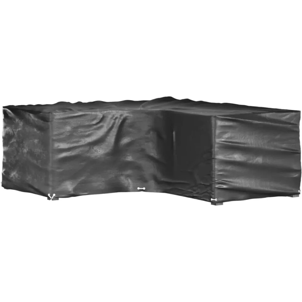 vidaXL Tuinmeubelhoezen L-vormig 2 st 12 oogjes 185x185x70 cm zwart, foto 2