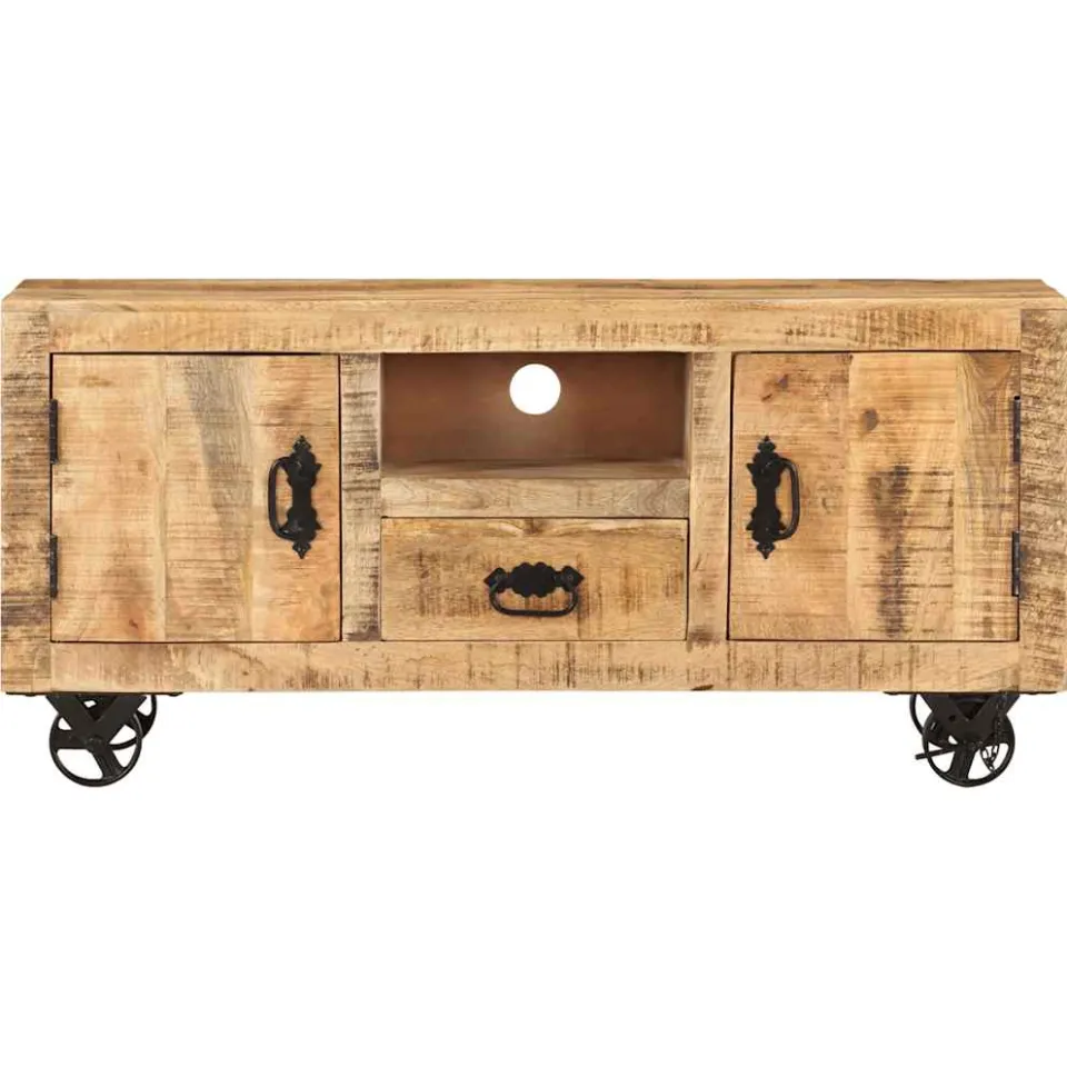 vidaXL Tv-meubel 110x30x50 cm ruw mangohout bruin, foto 2