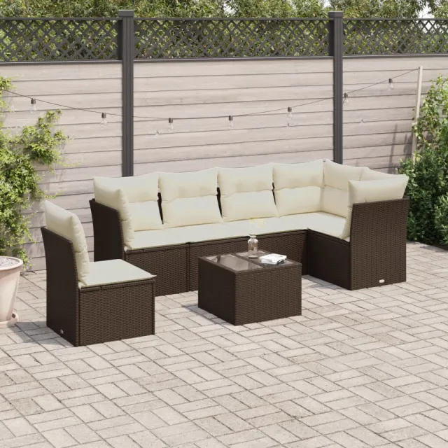 vidaXL 7-delige Loungeset met kussens poly rattan bruin, foto 2