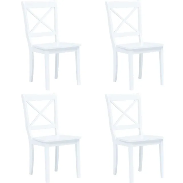 vidaXL Eetkamerstoelen 4 st massief rubberwood wit