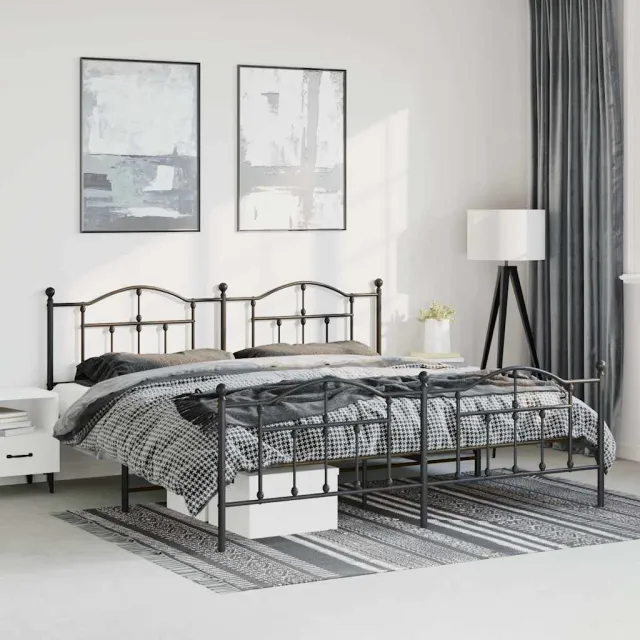 vidaXL Bedframe met hoofd- en voeteneinde metaal zwart 193x203 cm