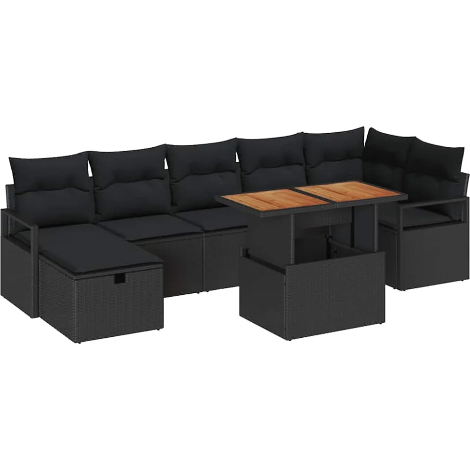 vidaXL Tuin Sofa Set 8 st Zwart poly rattan