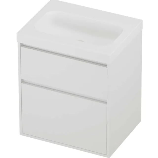 Proline Haga Badmeubelset Polystone Mezza Zonder Kraangat Greeploos 60x46x73 cm Mat Wit Mat White