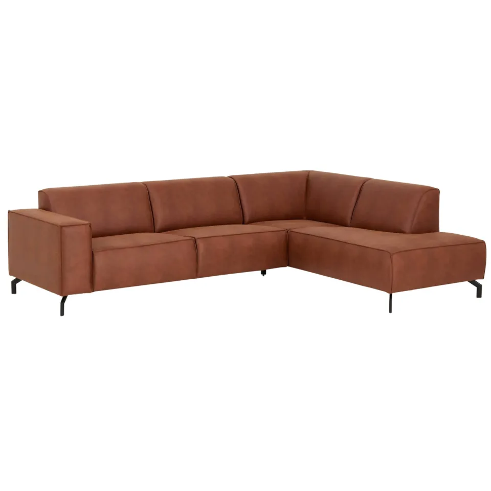 NOUS Living leren hoekbank Brent hoek rechts - cognac