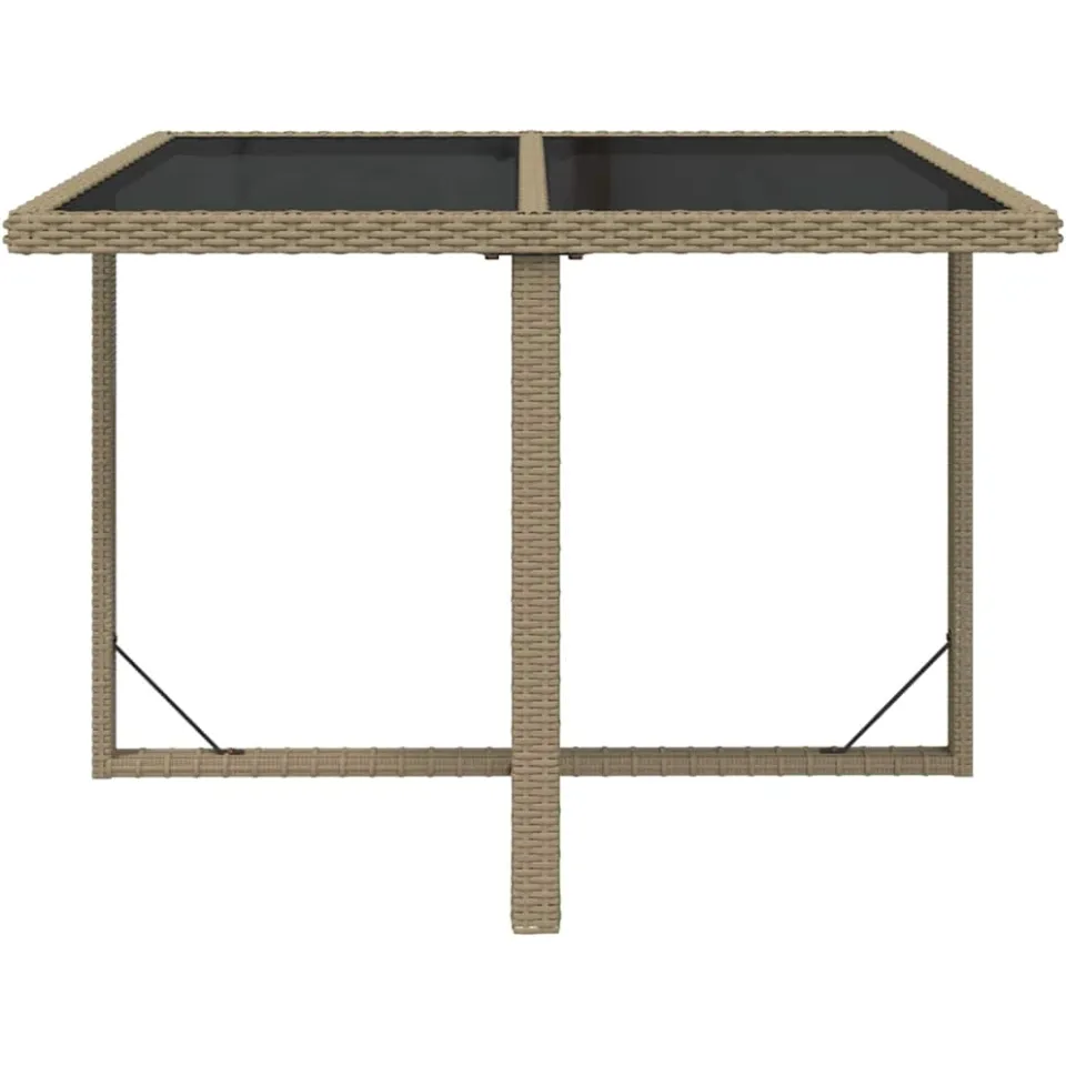 vidaXL Tuintafel 109x107x74 cm poly rattan en glas beige