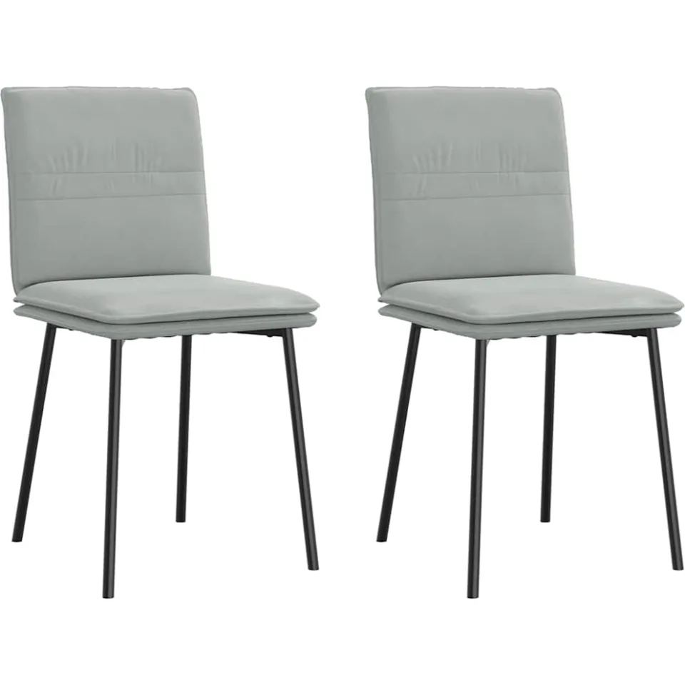 vidaXL Eetkamerstoelen 2 st fluweel lichtgrijs, foto 3
