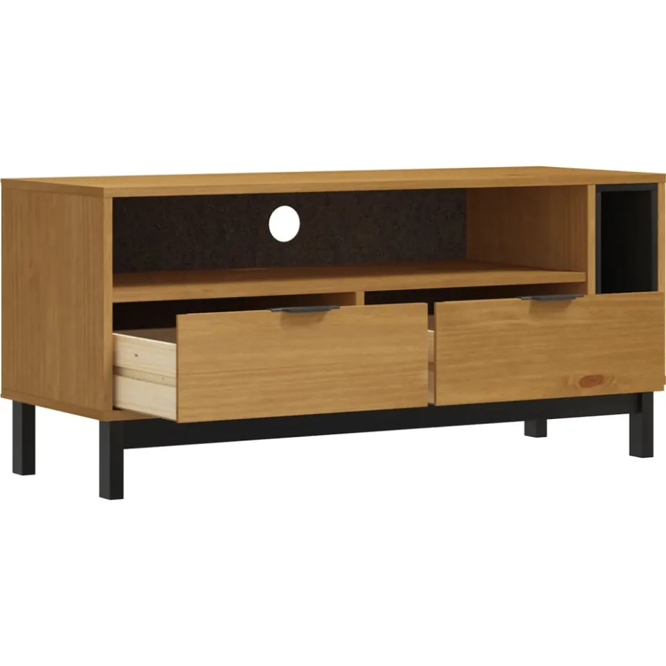 vidaXL TV-meubel FLAM 110x40x50 cm massief grenenhout Bruin