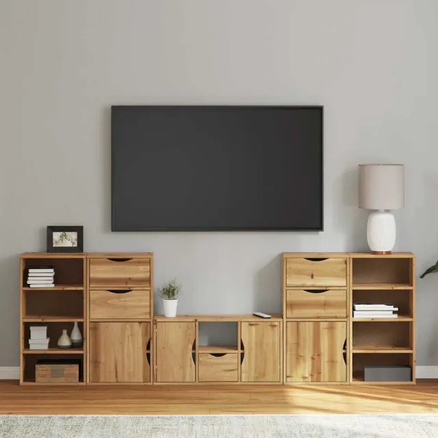 vidaXL 5-delige tv-meubels met opbergruimte ODDA massief grenenhout bruin, foto 2