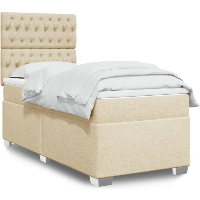 vidaXL Boxspring met matras stof crèmekleurig 80x200 cm
