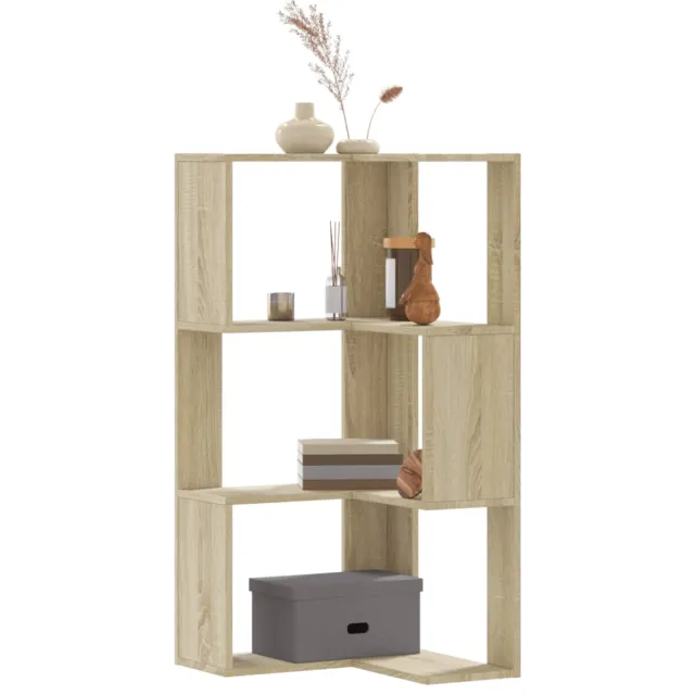 vidaXL Boekenkast 3-laags hoek 50x50x102 cm bewerkt hout sonoma eiken Bruin