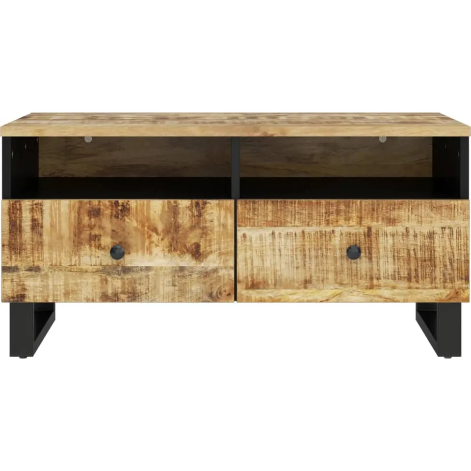 vidaXL Salontafel 80x54x40 cm massief mangohout en bewerkt hout bruin, foto 4