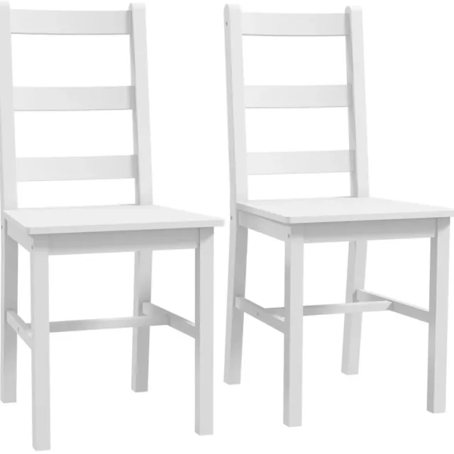 ZYLARO Eetkamerstoel - Set Van 2 - Houten Keukenstoelen - Lattenbodem - Antislip - 41,5 x 46 x 90 cm - Wit