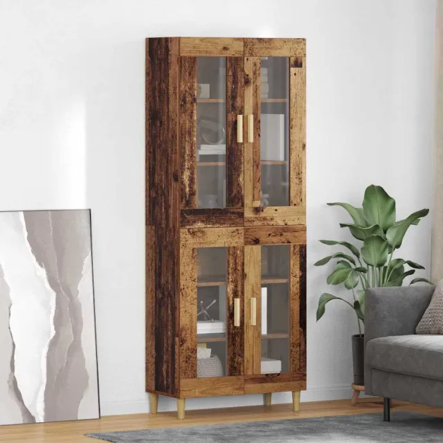 vidaXL Hoge kast Oud Hout 69,5 x 34 x 180 cm Bewerkt hout Bruin
