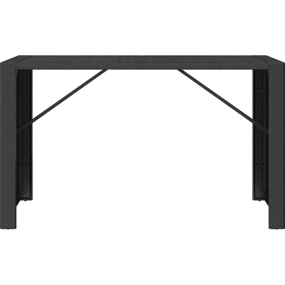 vidaXL Bartafel met glazen blad 185x80x110 cm poly rattan zwart