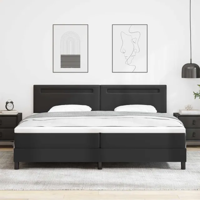 vidaXL Boxspringbed met hoofdeinde Zwart 200 x 200 cm Kunstleer