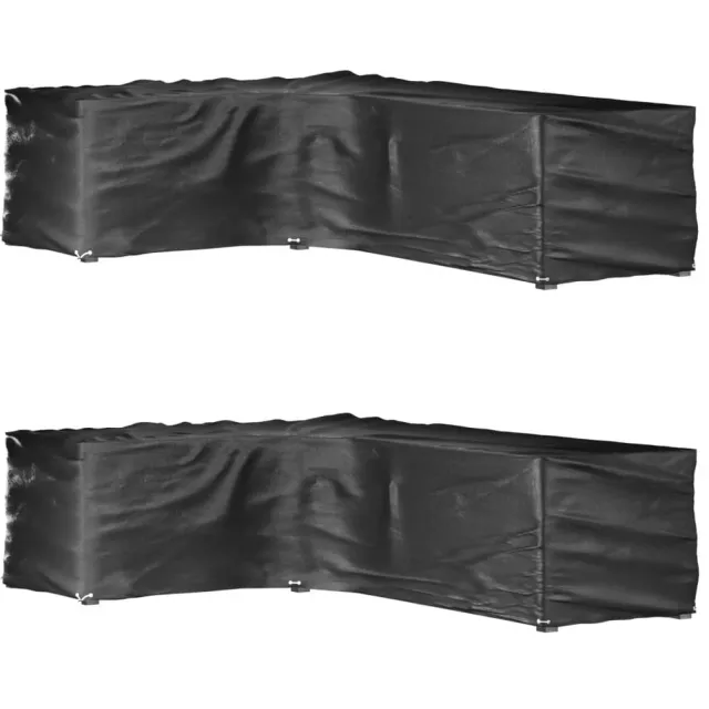 vidaXL Tuinmeubelhoezen L-vormig 2 st 16 oogjes 210x260x80 cm Zwart