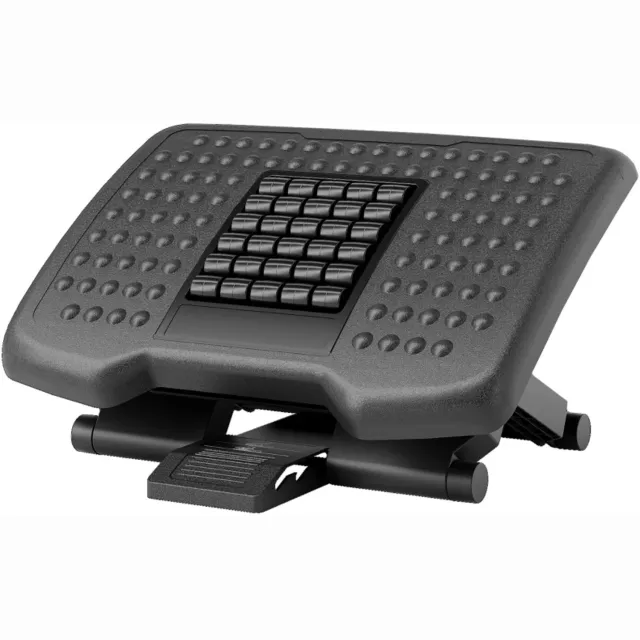 ZYLARO Ergonomische voetensteun - In hoogte verstelbaar - Massageoppervlak met wielen - Zwart - 46 x 35 cm