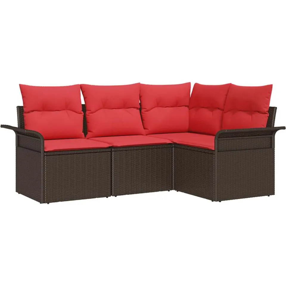 vidaXL Tuin Sofa Set met kussen Bruin poly rattan