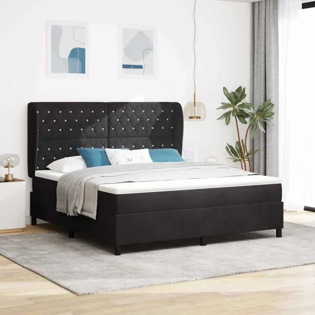vidaXL Boxspringbed met matras Zwart 200 x 180 cm Fluweel