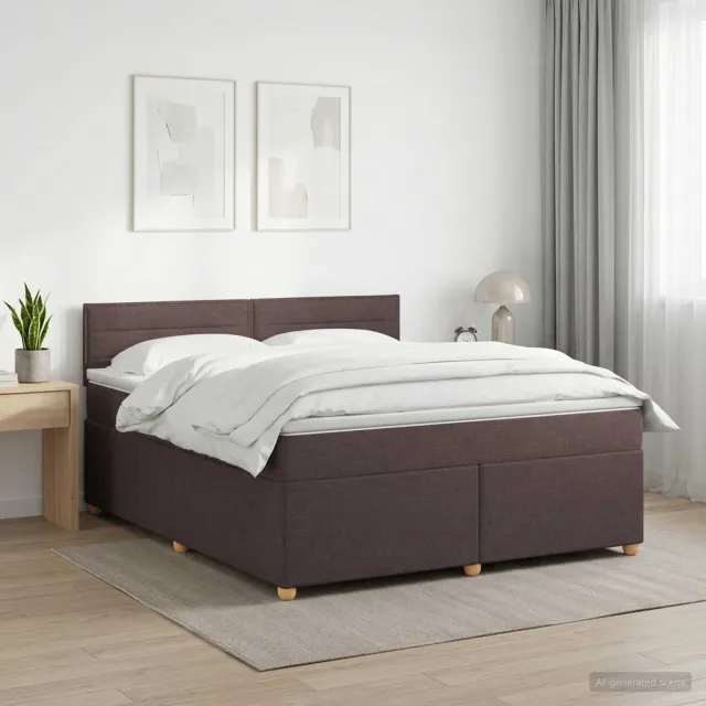 vidaXL Boxspringbed met matras Donkerbruin 160 x 200 cm Stof